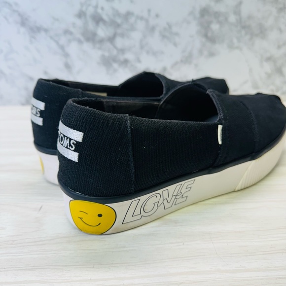 Toms Alpargata Boardwalk Platform Slip On Wom US 8.5 UK 6.5 EU 39 Emoji Graphics - Picture 5 of 7